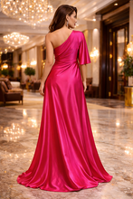 Cargar imagen en el visor de la galería, Magenta Satin Maxi Dress
