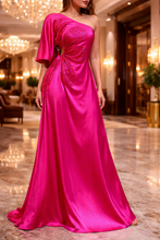 Cargar imagen en el visor de la galería, Magenta Satin Maxi Dress
