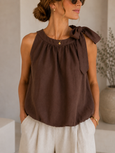 Cargar imagen en el visor de la galería, Luna Bow Linen Top
