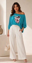 Load image into Gallery viewer, Woman Face Patch Designer Blouse Turquoise
