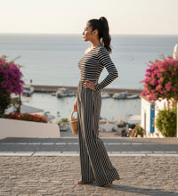 Load image into Gallery viewer, Striped Asymmetric Wide-Leg Jumpsuit
