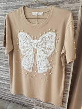 Load image into Gallery viewer, Boho Bow Beige Shirt
