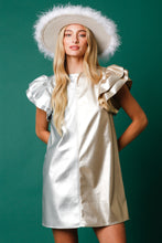 Load image into Gallery viewer, Color Block Metallic Faux Leather Dress
