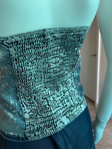 Foiled Halter Denim Top