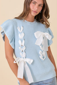 Knit Baby Blue Coquette Top