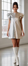 Load image into Gallery viewer, Color Block Metallic Faux Leather Dress
