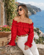 Cargar imagen en el visor de la galería, Romantic Off Shoulder Ruffle Blouse

