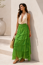 Cargar imagen en el visor de la galería, Kelly Green Silk Skirt
