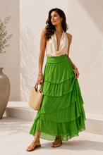 Cargar imagen en el visor de la galería, Kelly Green Silk Skirt
