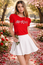 Load image into Gallery viewer, Amor Foil Print Puff Shoulder Top
