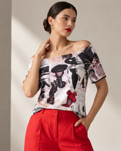 Load image into Gallery viewer, Graphic Fashion Sketch Short-Sleeve Top
