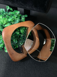 Wood & Silver Bangle Bracelet Set