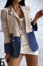Cargar imagen en el visor de la galería, Denim Color Block Contrast Blazer
