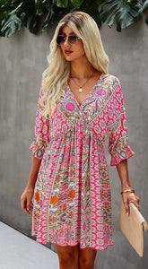 Paisley Print Kimono Dress