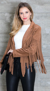 Faux Suede Tassel Jacket