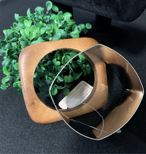 Wood & Silver Bangle Bracelet Set