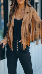 Faux Suede Tassel Jacket