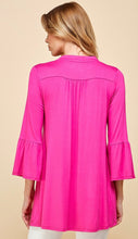 Load image into Gallery viewer, Fuchsia V Neck Flared Sleeve Top
