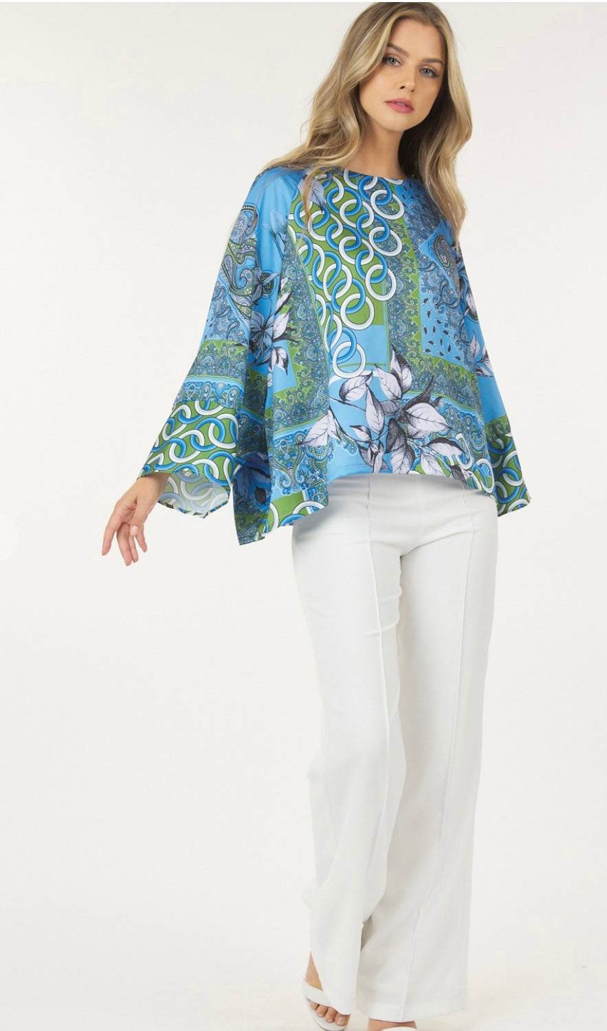 Blue Multi Print Top