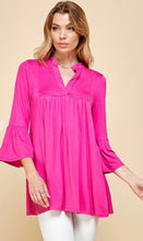Load image into Gallery viewer, Fuchsia V Neck Flared Sleeve Top
