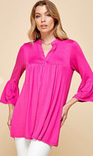 Load image into Gallery viewer, Fuchsia V Neck Flared Sleeve Top
